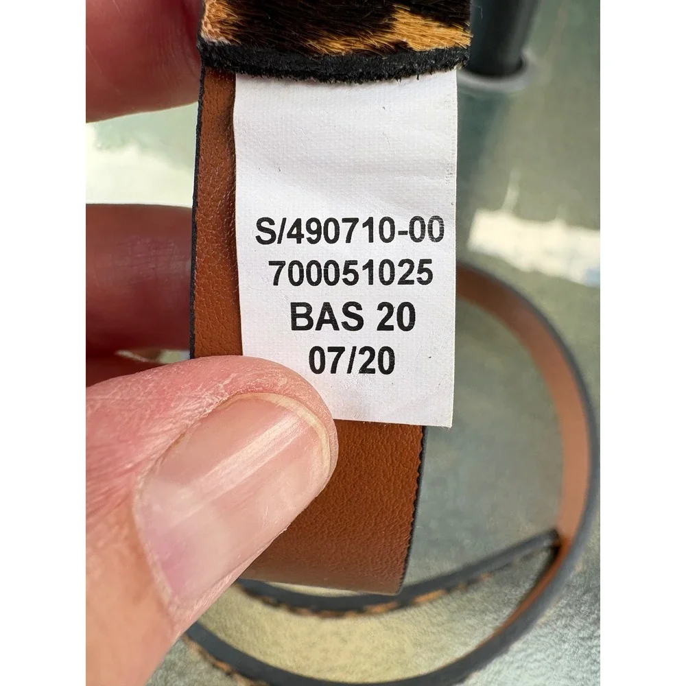 Banana Republic Leopard Print Calf Hair Skinny Belt Gold Buckle S 490710-00